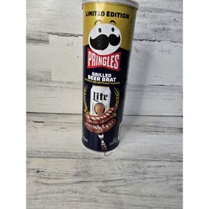 Pringles Miller Lite Grilled Beer Brat Limited‎ Edition Potato Crisps 5.5oz Can